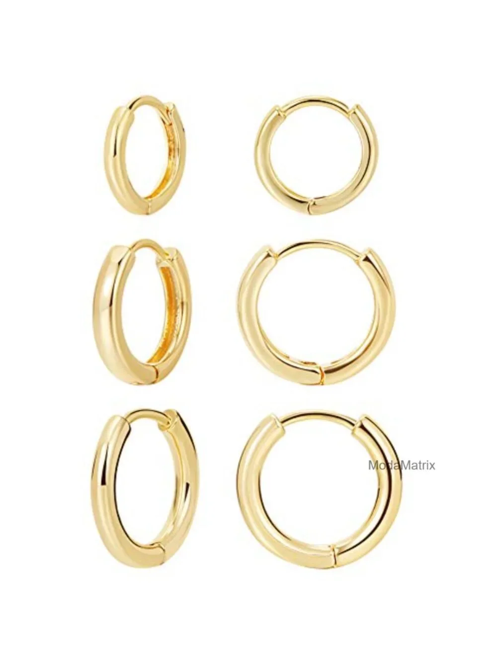 3 Pairs 14K Gold Plated Huggie Hoop Earrings, Minimalist Hoop Earrings, Simple